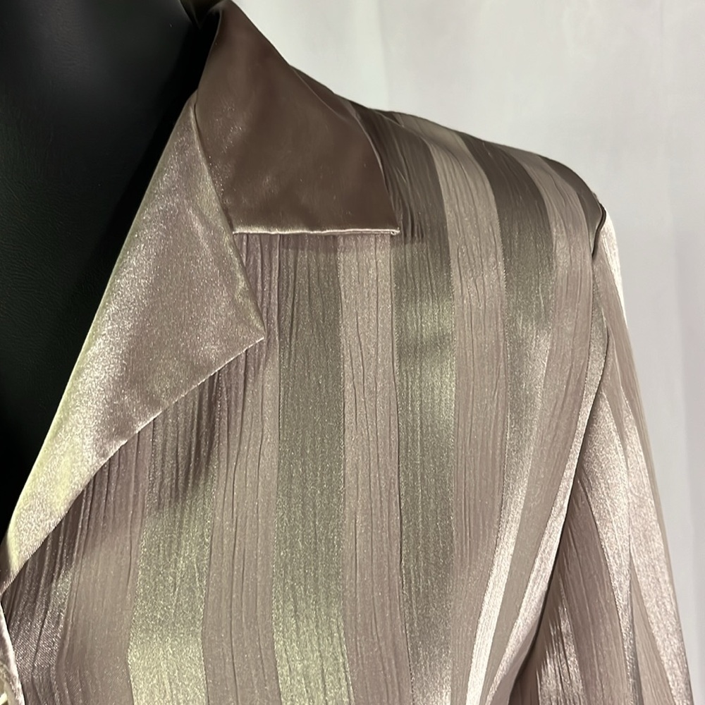 Halston Silver Gray Striped Button Down Sleep Shi… - image 6